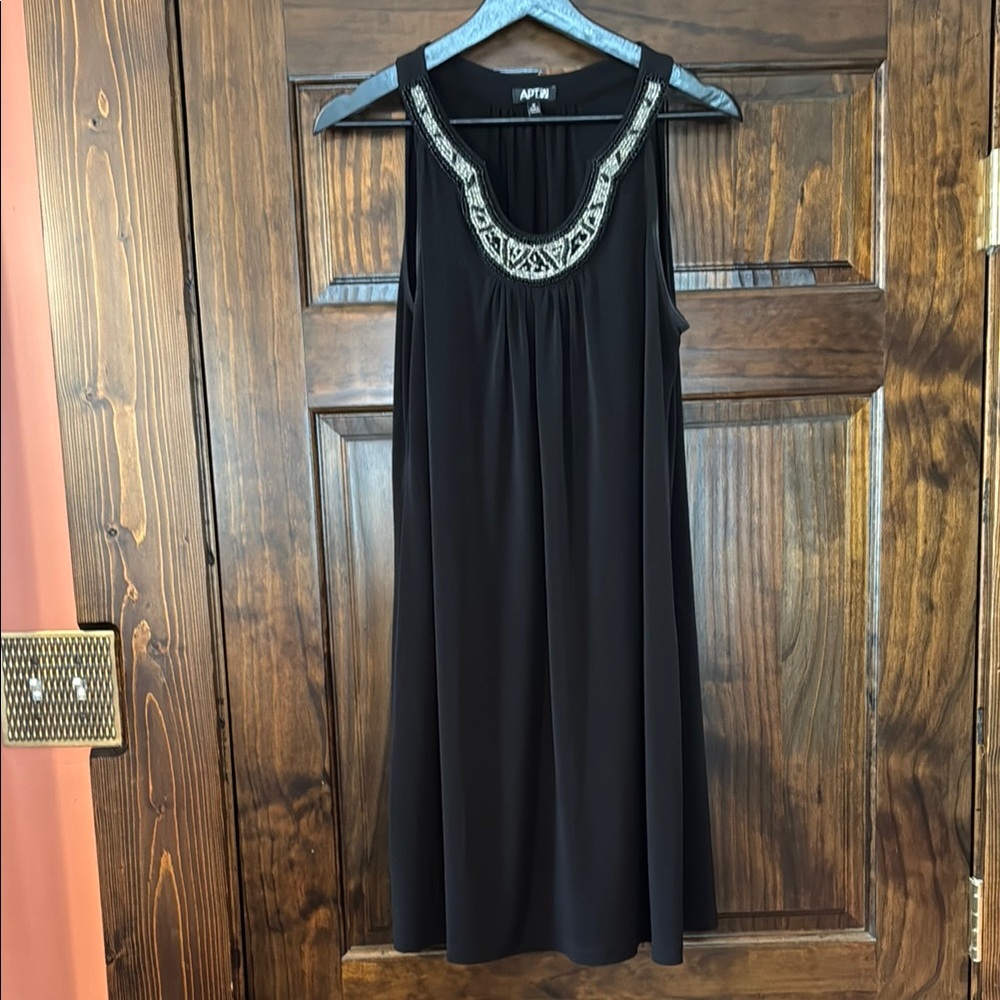 Apt. 9 Black Sleeveless Dress with Embellished Neckline